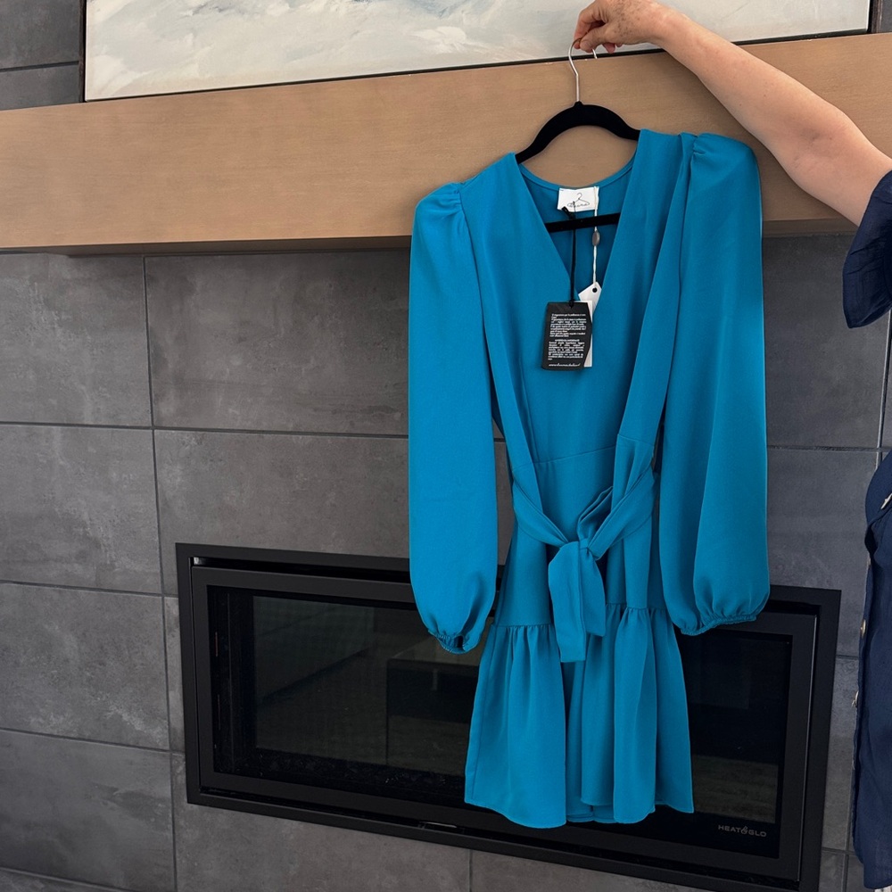 Elegant Blue Long Sleeve Dress
